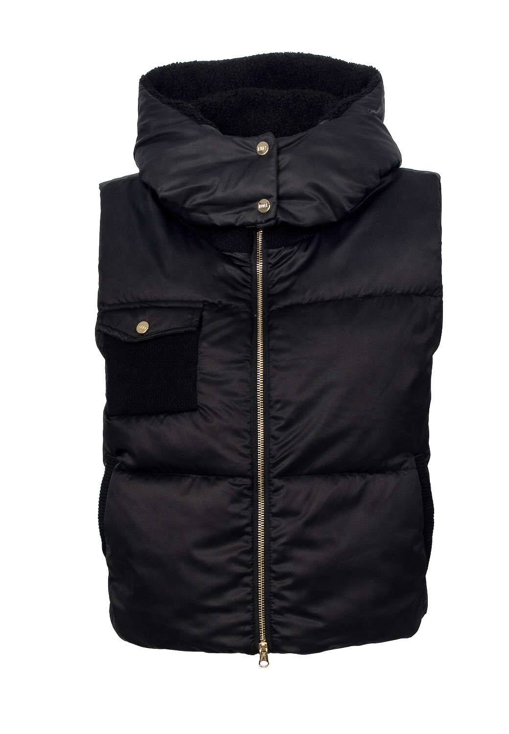 GILET PIUMINO CAPPUCCIO FAKE LAMB,4 TG,100%PL,MADE IN PRC